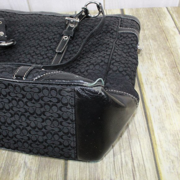 COACH Black Leather Trim Shoulder Handbag - Picture 10 of 12